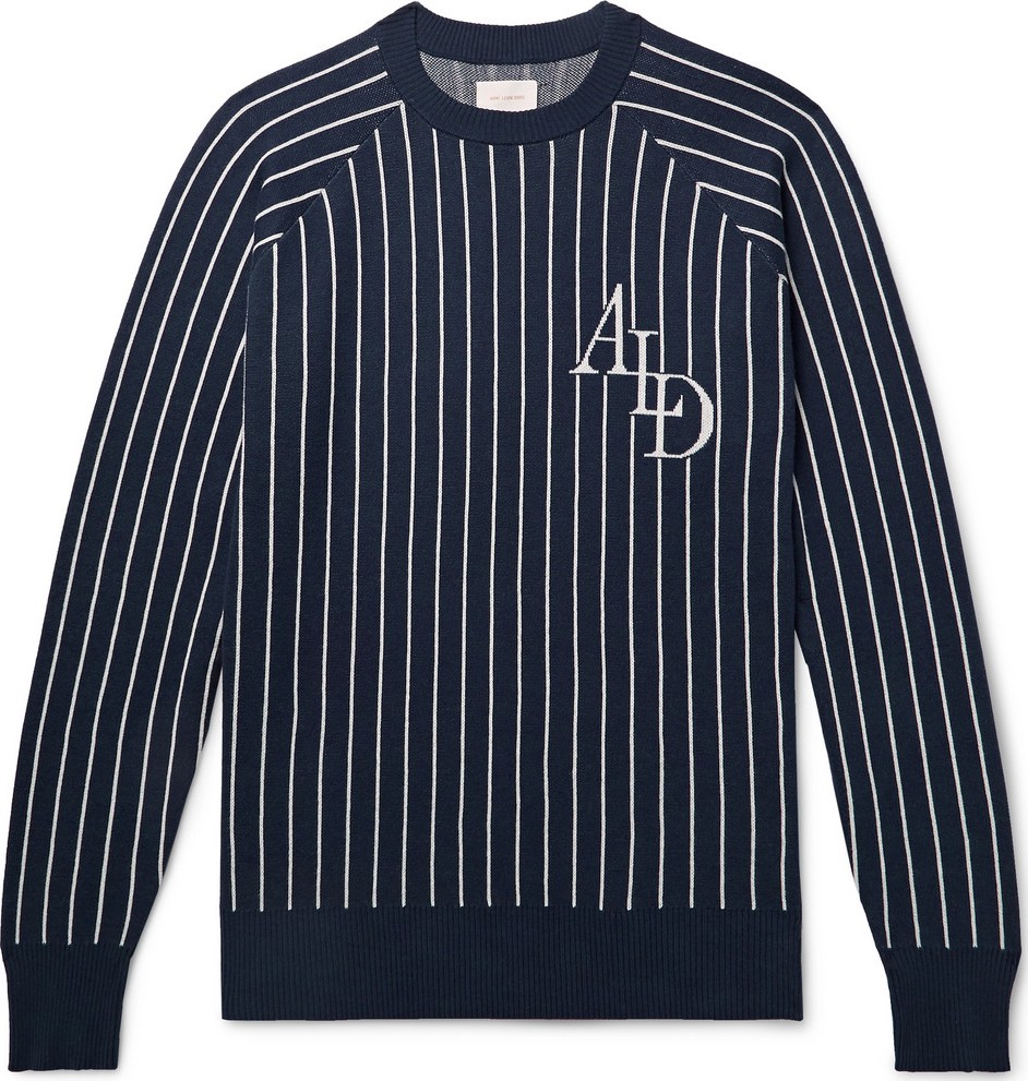 Aimé Leon Dore Logo-Intarsia Striped Cotton Sweater