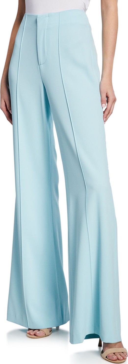 Alice + Olivia Dylan High-Waist Wide-Leg Pintuck Pants  Light Blue