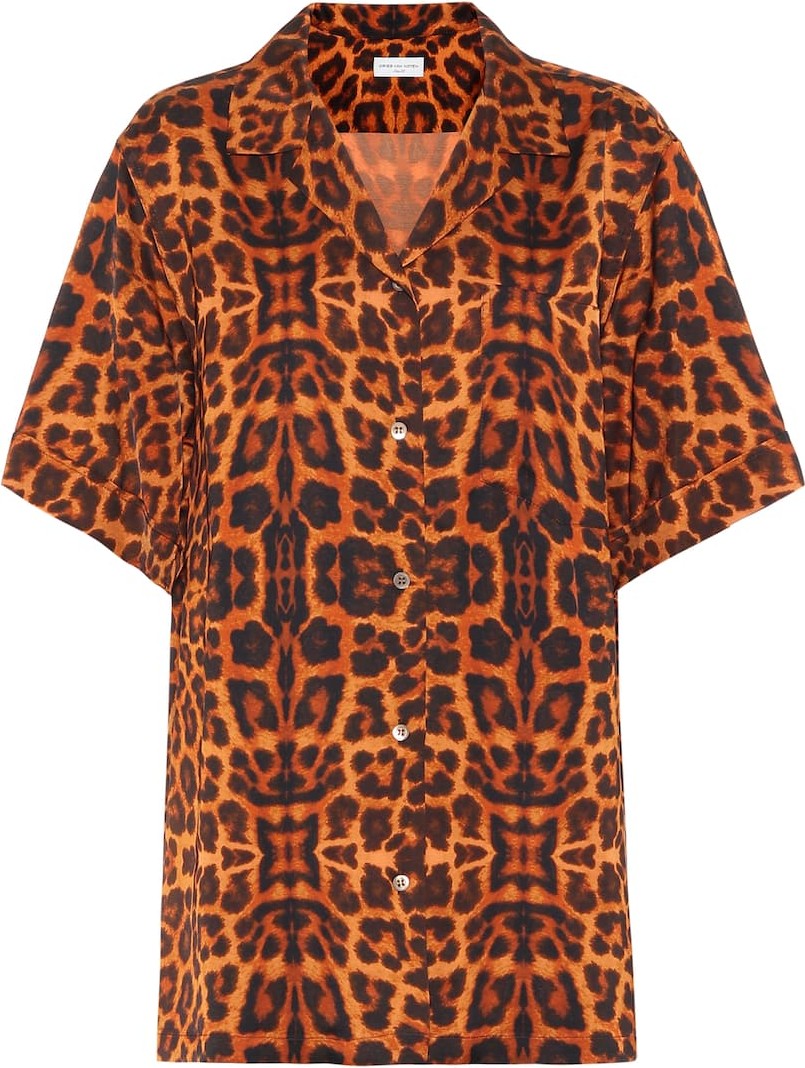 Dries Van Noten Leopard-printed satin shirt