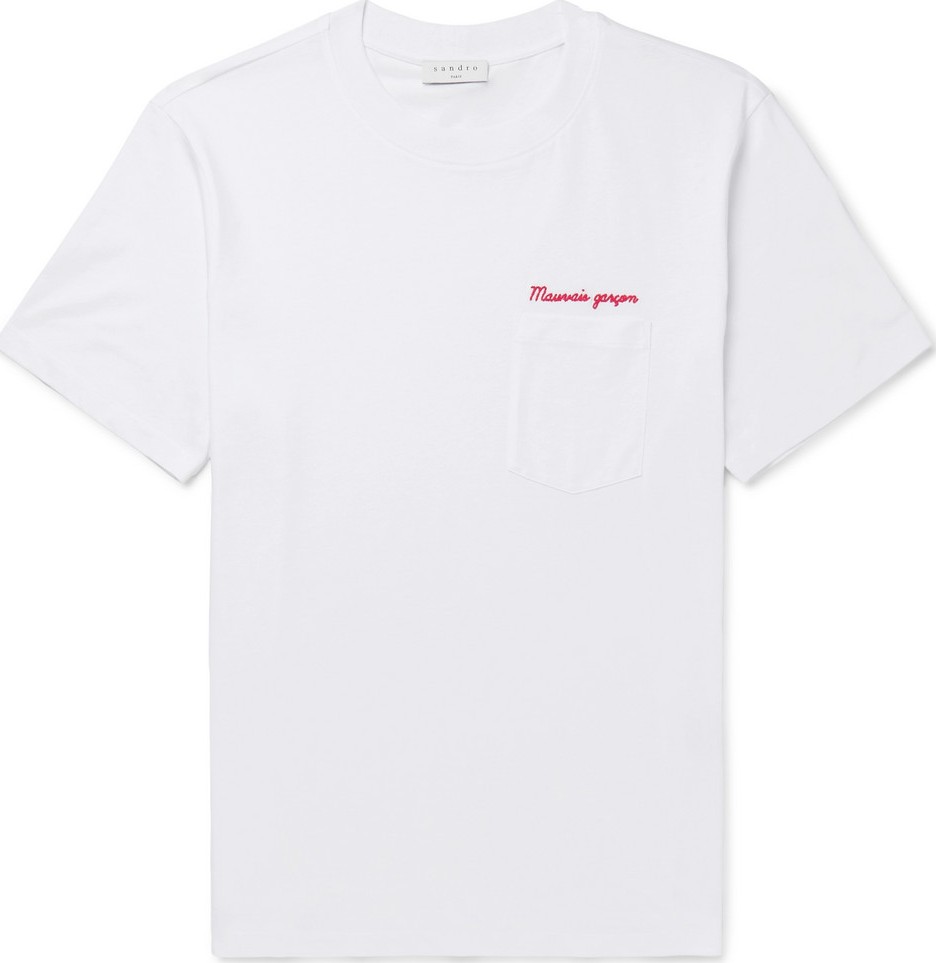 Sandro Slim-Fit Embroidered Cotton-Jersey T-Shirt