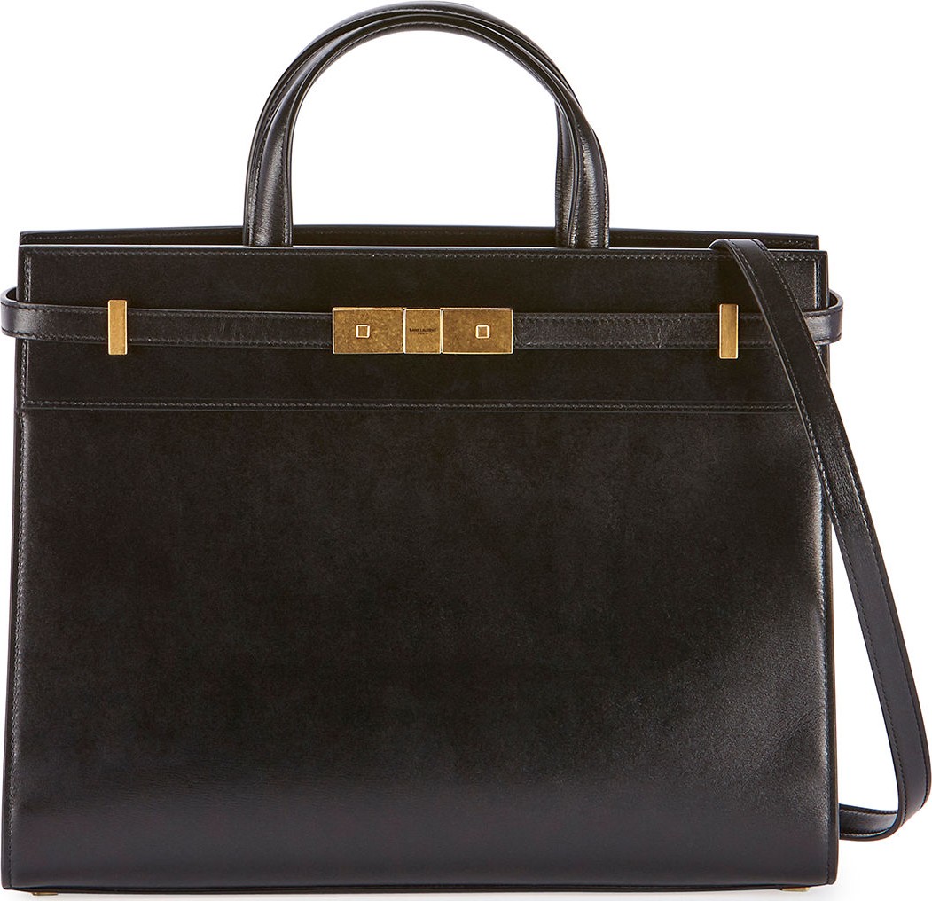 Saint Laurent Manhattan Small Leather Shoulder Tote Bag
