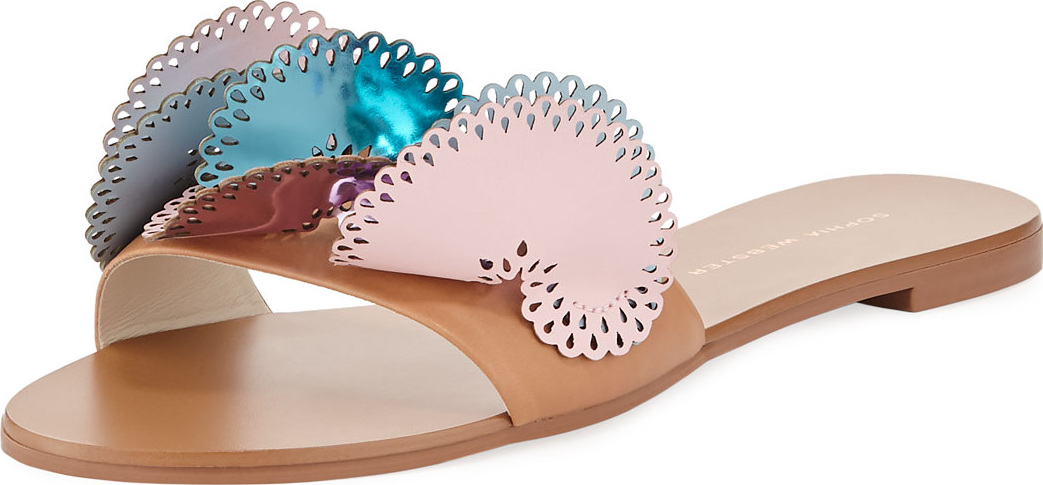 Sophia Webster Soleil Embellished Calf Leather Slide Sandal Sophia Webster Soleil Embellished Calf Leather Slide Sandal