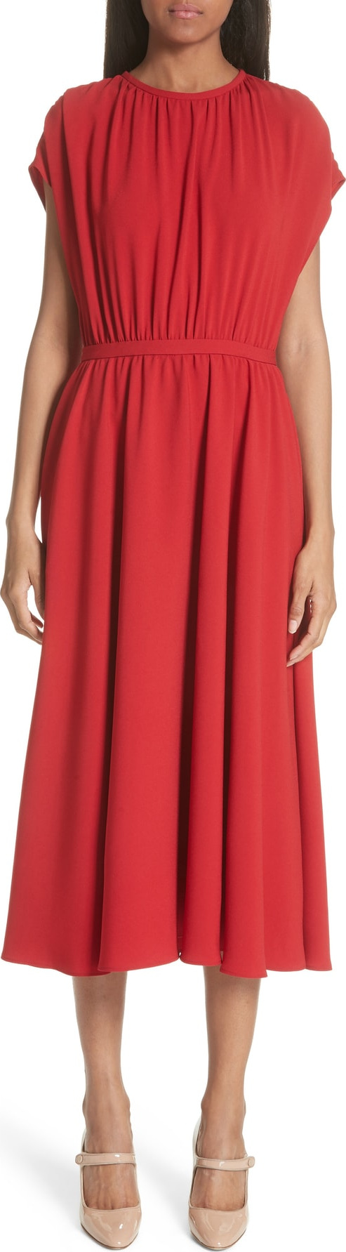 Co Gathered Crepe Midi Dress