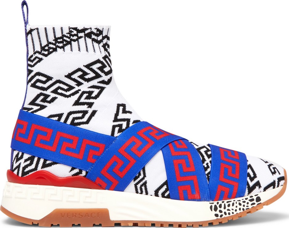Versace Hercules Logo-Jacquard Stretch-Knit High-Top Sneakers