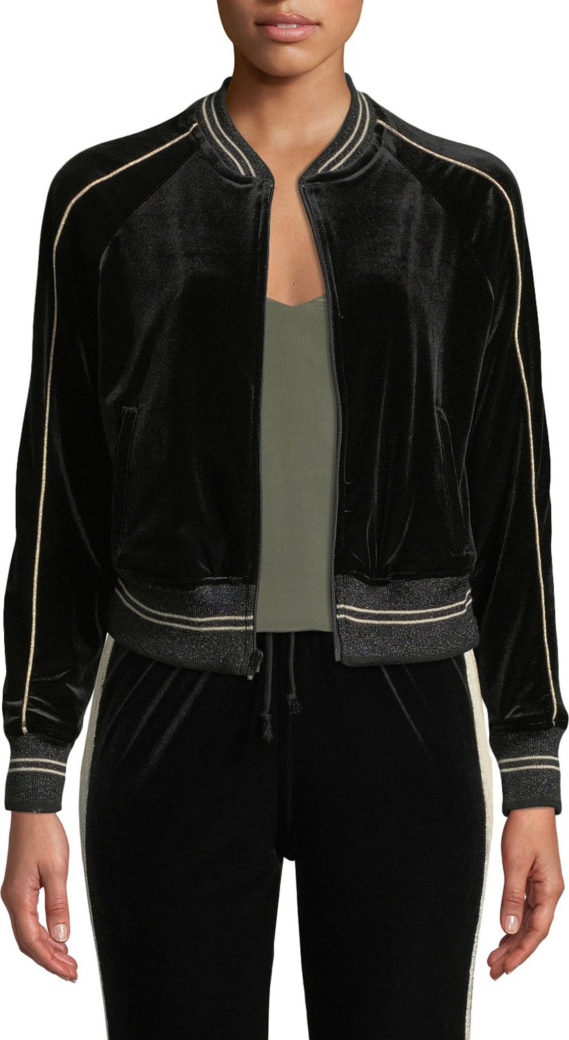 MOTHER The Runner Striped Letterman Bomber Jacket