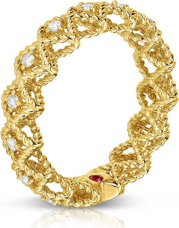 Roberto Coin New Barocco 18k Gold Diamond Ring, Size 6.5