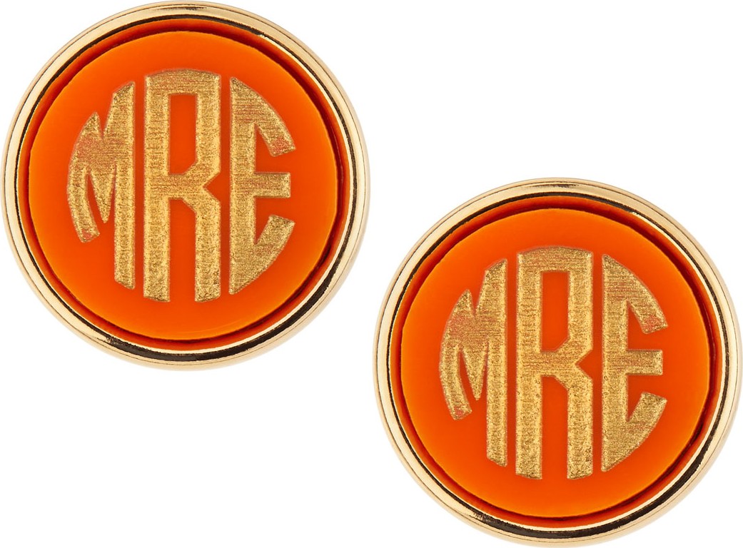 Moon and Lola Block-Letter Monogrammed Acrylic Stud Earrings