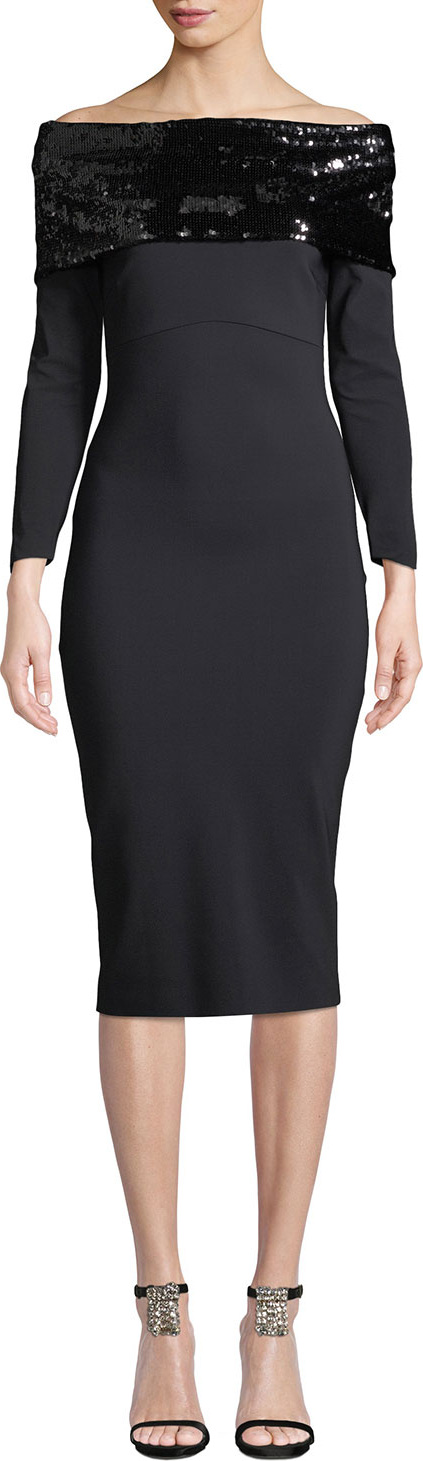 La Petite Robe di Chiara Boni Lipikette Sparkle Off-the-Shoulder Dress