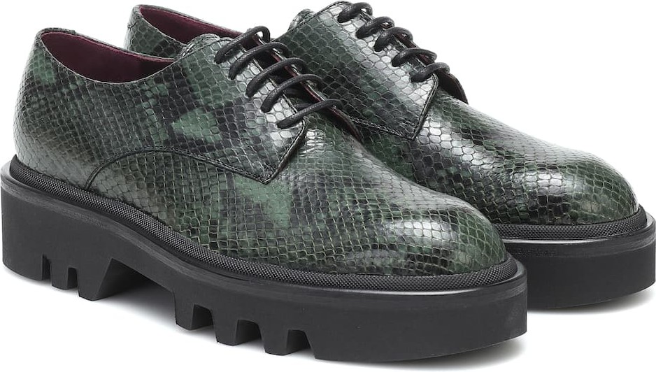 Dries Van Noten Snake-effect leather Derby shoes