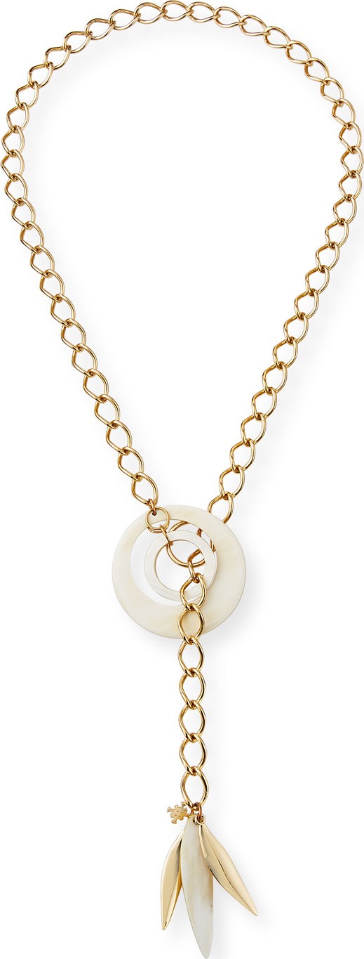 Akola Adjustable Chain & Horn Lariat Necklace, White