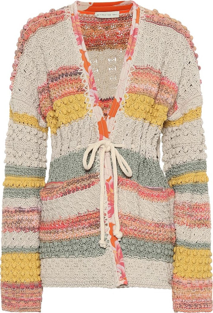 Etro Jacquard cotton and linen cardigan