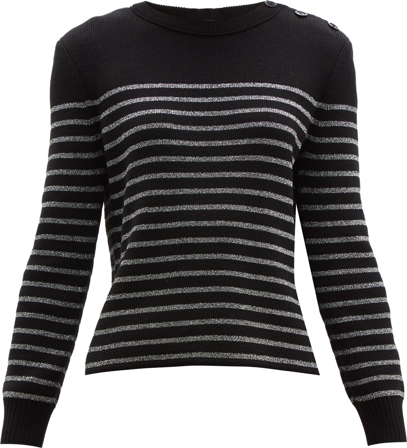Saint Laurent Metallic-stripe cotton-blend sweater