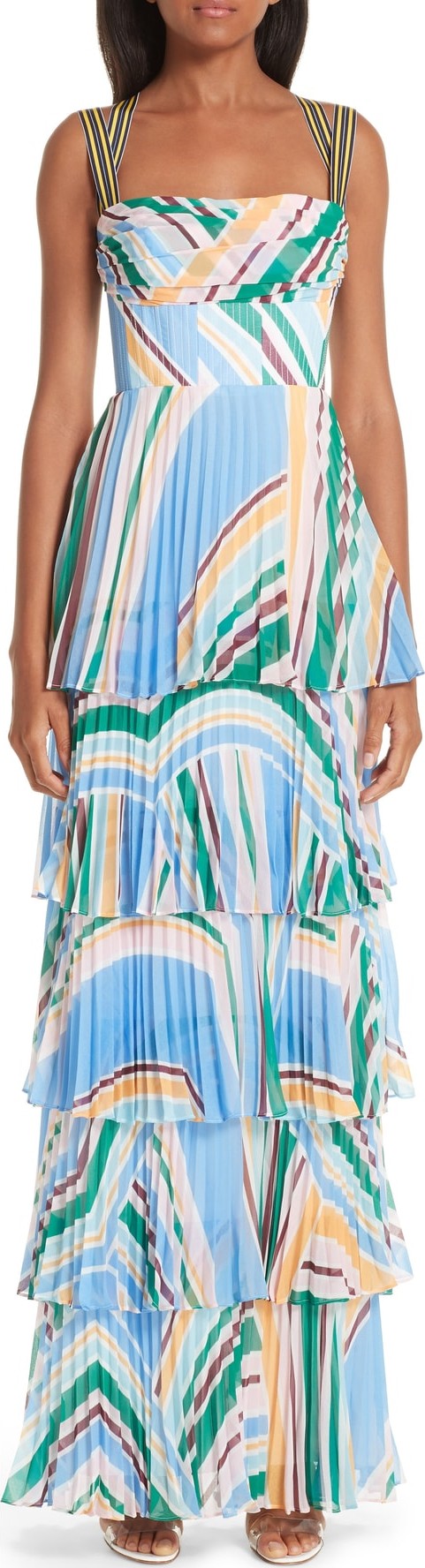 Rachel Gilbert Soekie Tiered Stripe Gown
