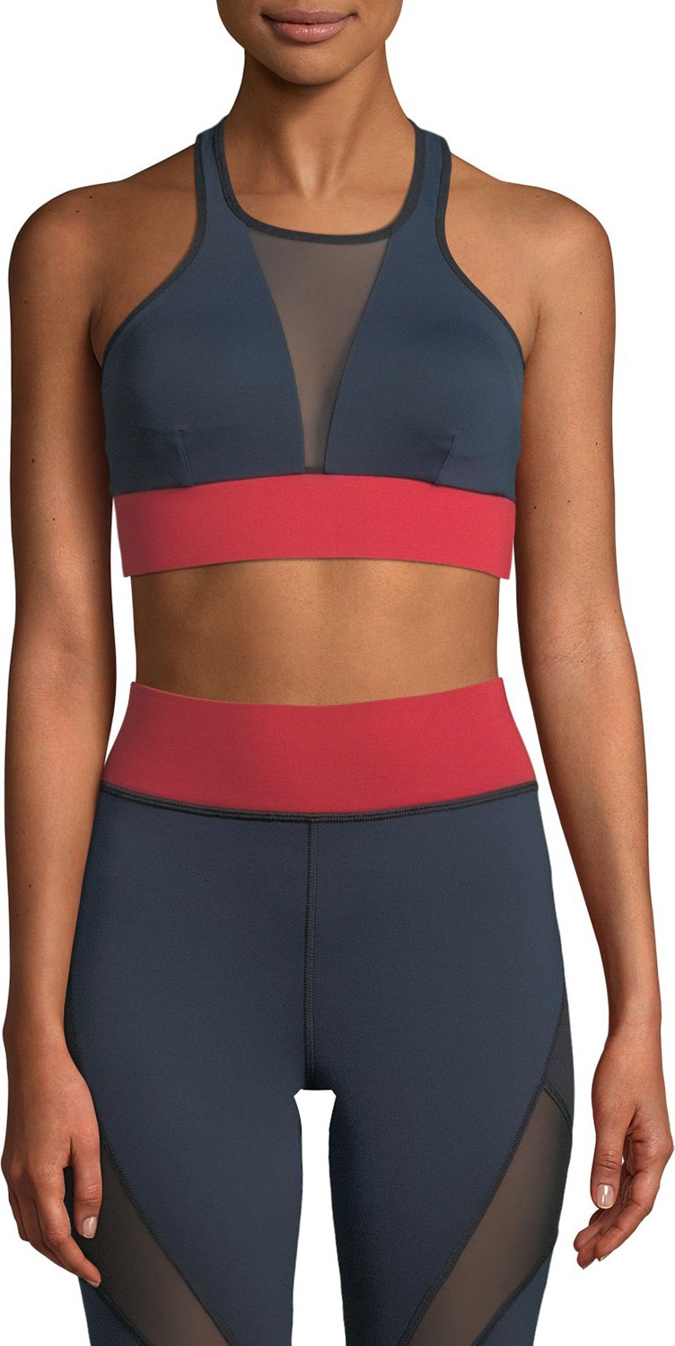 MICHI Inversion High-Neck Mesh Sports Bra