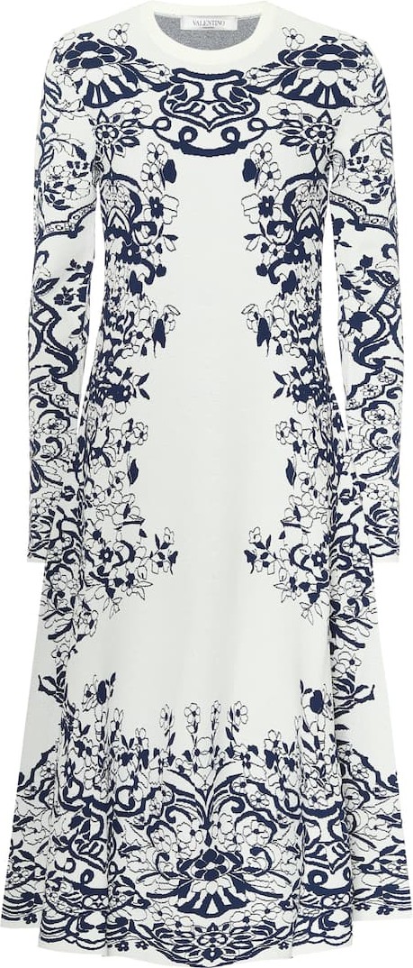 Valentino Printed knit midi dress