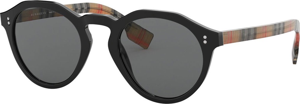 Burberry London England Round Acetate Check-Arms Sunglasses