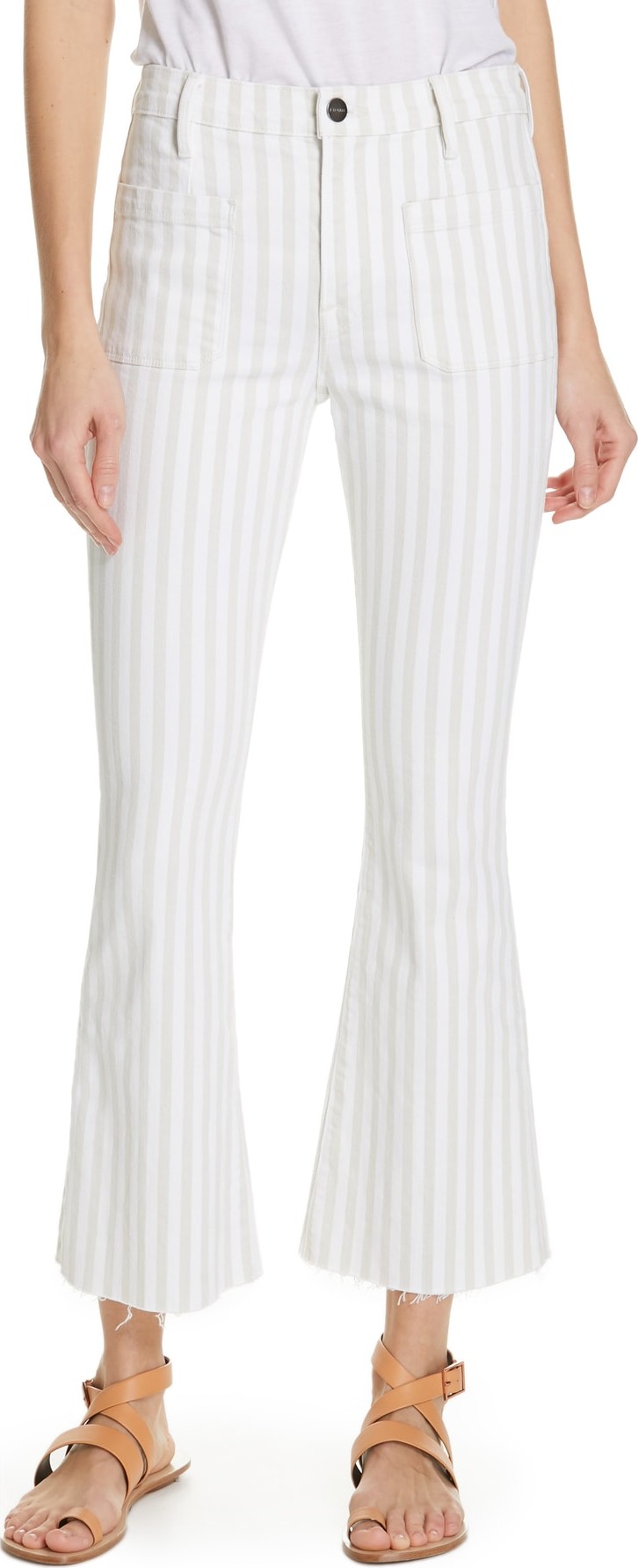 FRAME DENIM Le Bardot Stripe Crop Flare Jeans