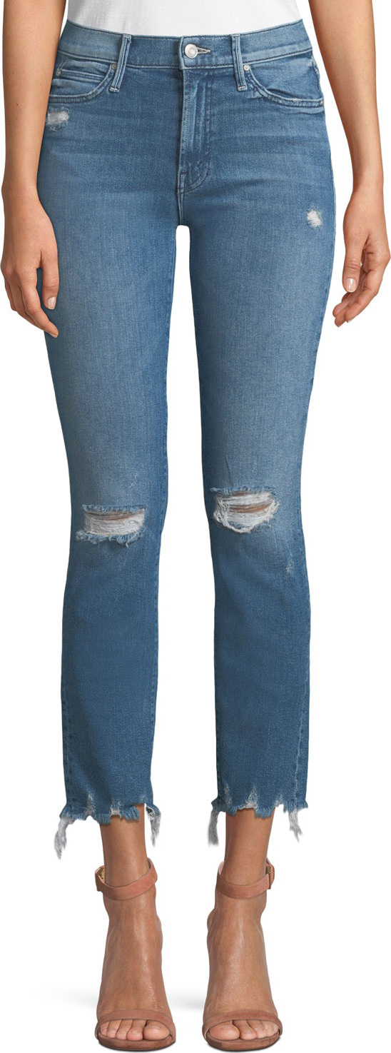 MOTHER The Rascal Distressed Ankle Skinny Jeans