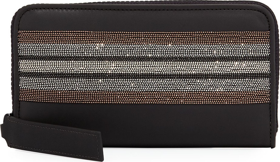 Brunello Cucinelli Monili-Trim Zip-Around Wallet