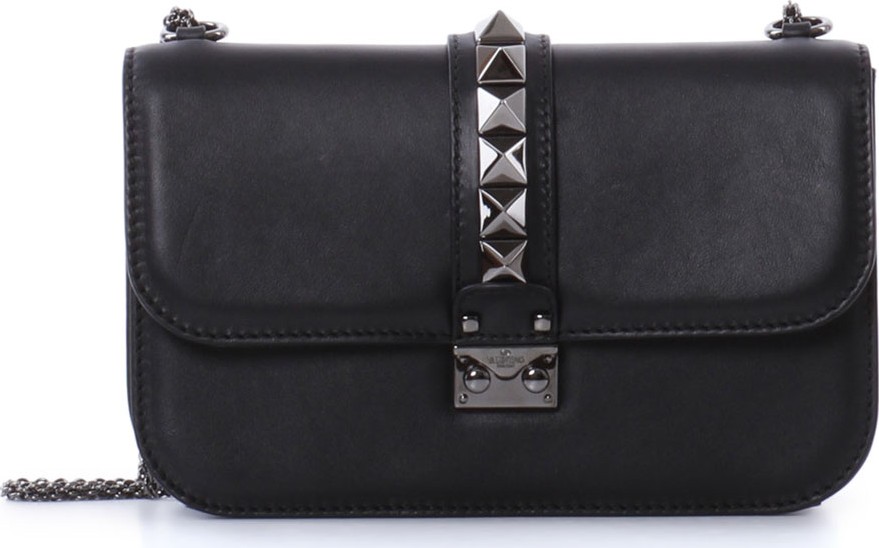Valentino Medium Lock Shoulder Bag, Black