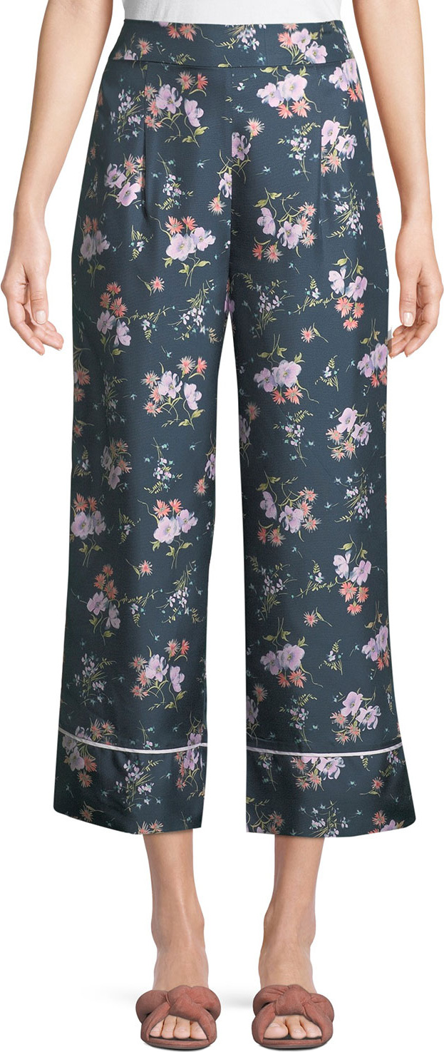 Rebecca Taylor Emilia Floral-Print Wide-Leg Pants