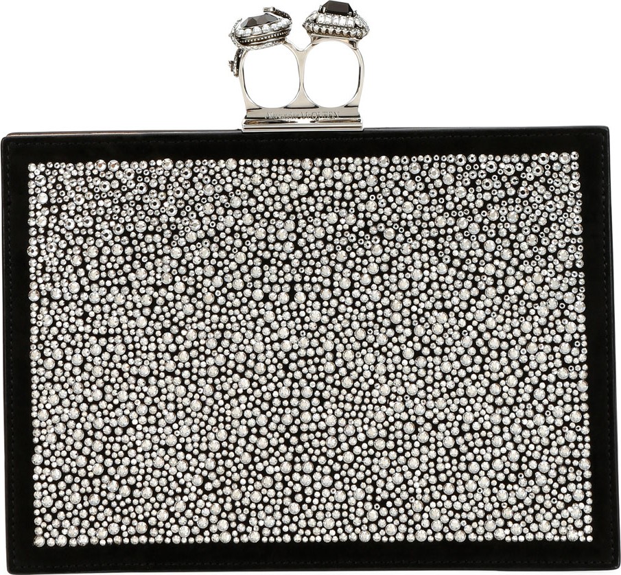 Alexander McQueen Jeweled Double Ring Crystal Clutch Bag