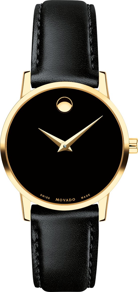 Movado 28mm Museum Classic Leather Watch, Gold/Black