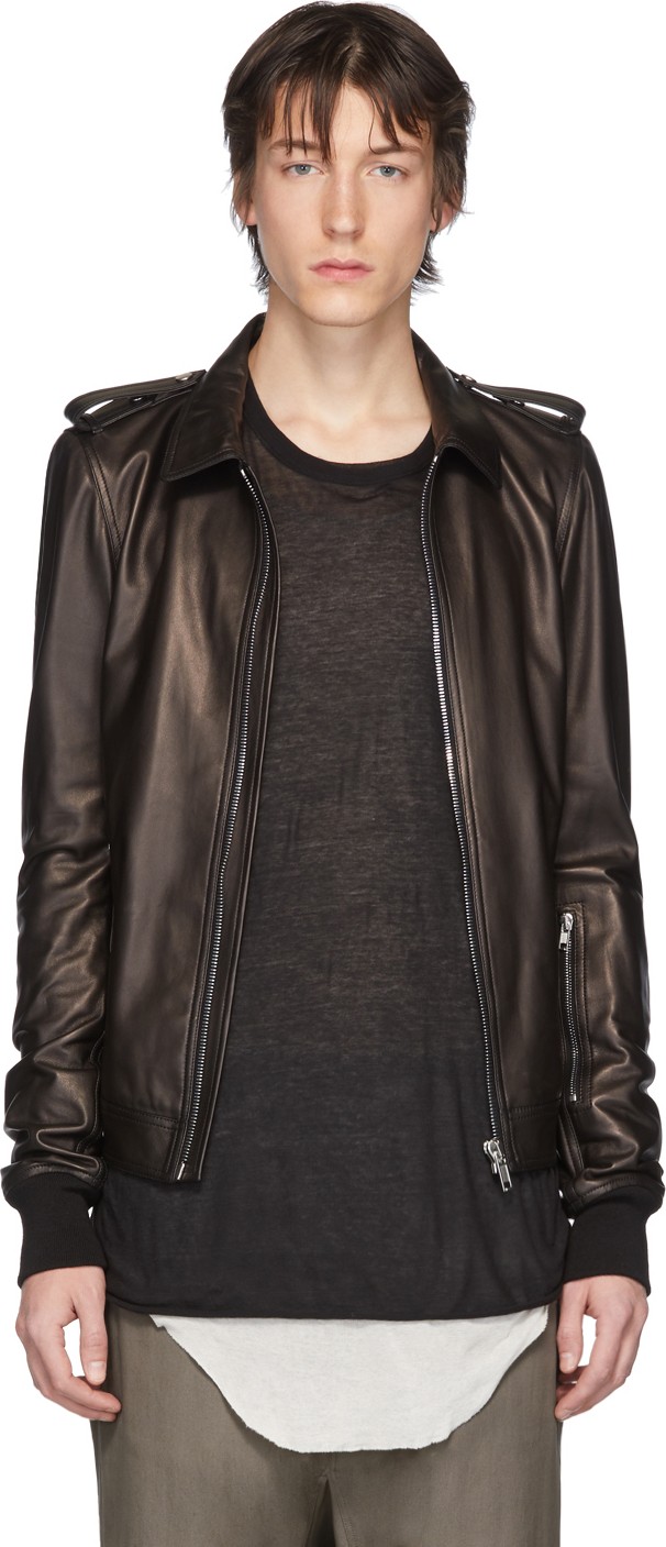 Rick Owens Black Leather Rotterdam Jacket