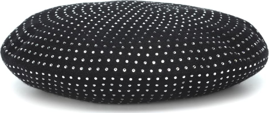 Saint Laurent Crystal-embellished wool beret