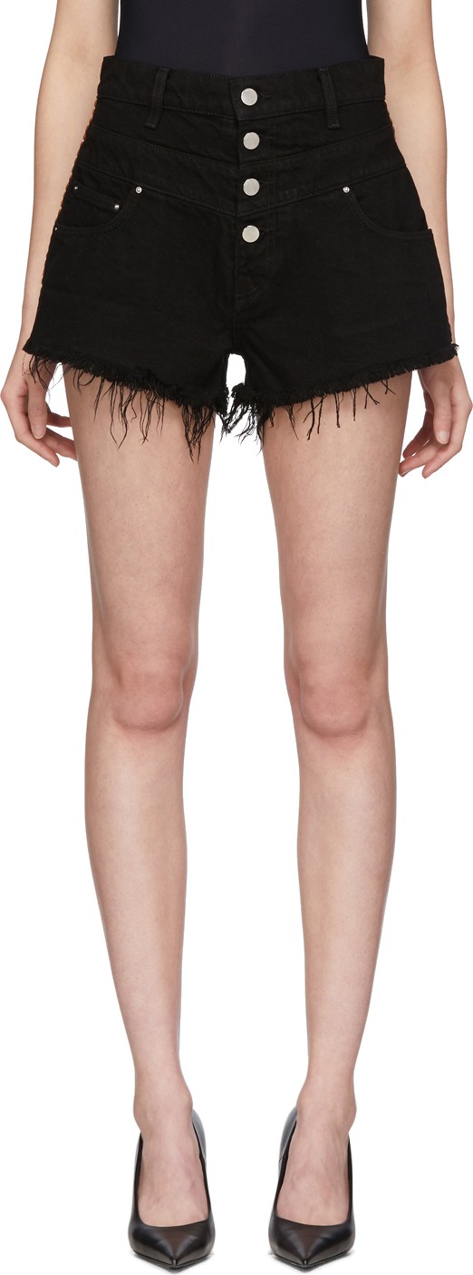 Amiri Black Denim High-Waisted Shorts