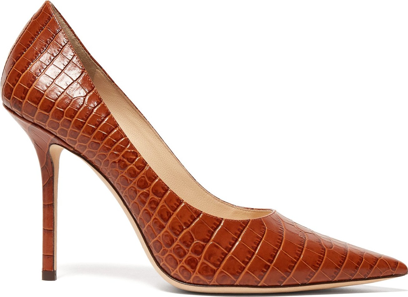 Jimmy Choo Love 85 crocodile-embossed leather pumps