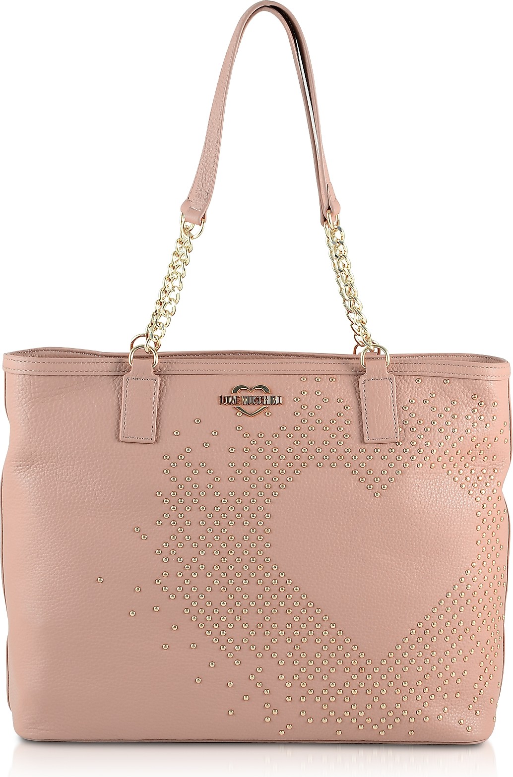 Love Moschino Pink Eco-Leather Heart Tote w/Studs