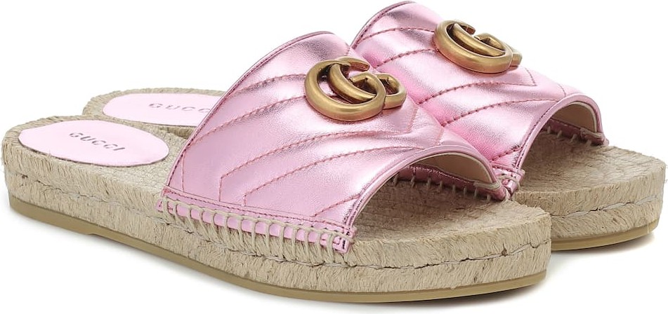 Gucci Pilar leather espadrille slides