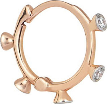 Kismet by Milka 14k Rose Gold 5-Diamond Hoop Earring (Single)