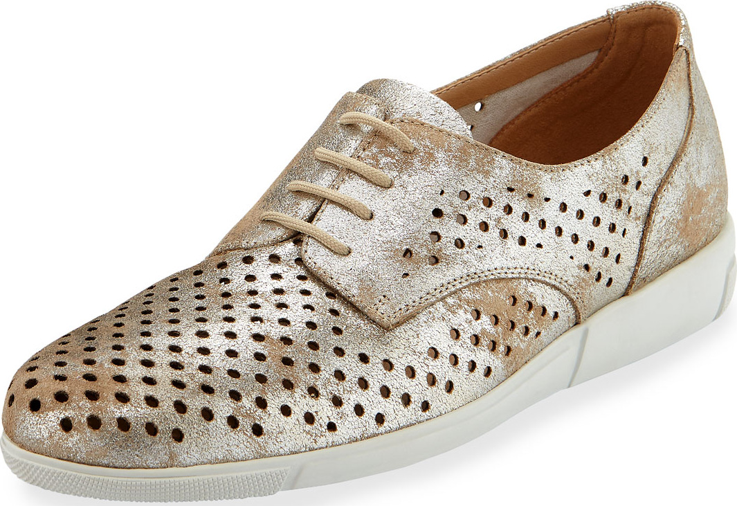 Sesto Meucci Dira Perforated Lace-Up Sneakers, Platino