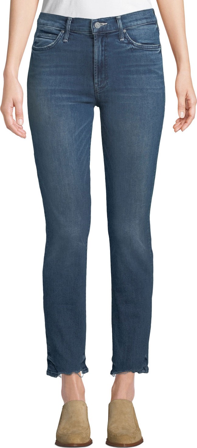 MOTHER The Rascal Straight-Leg Ankle Jeans with Chewed Hem