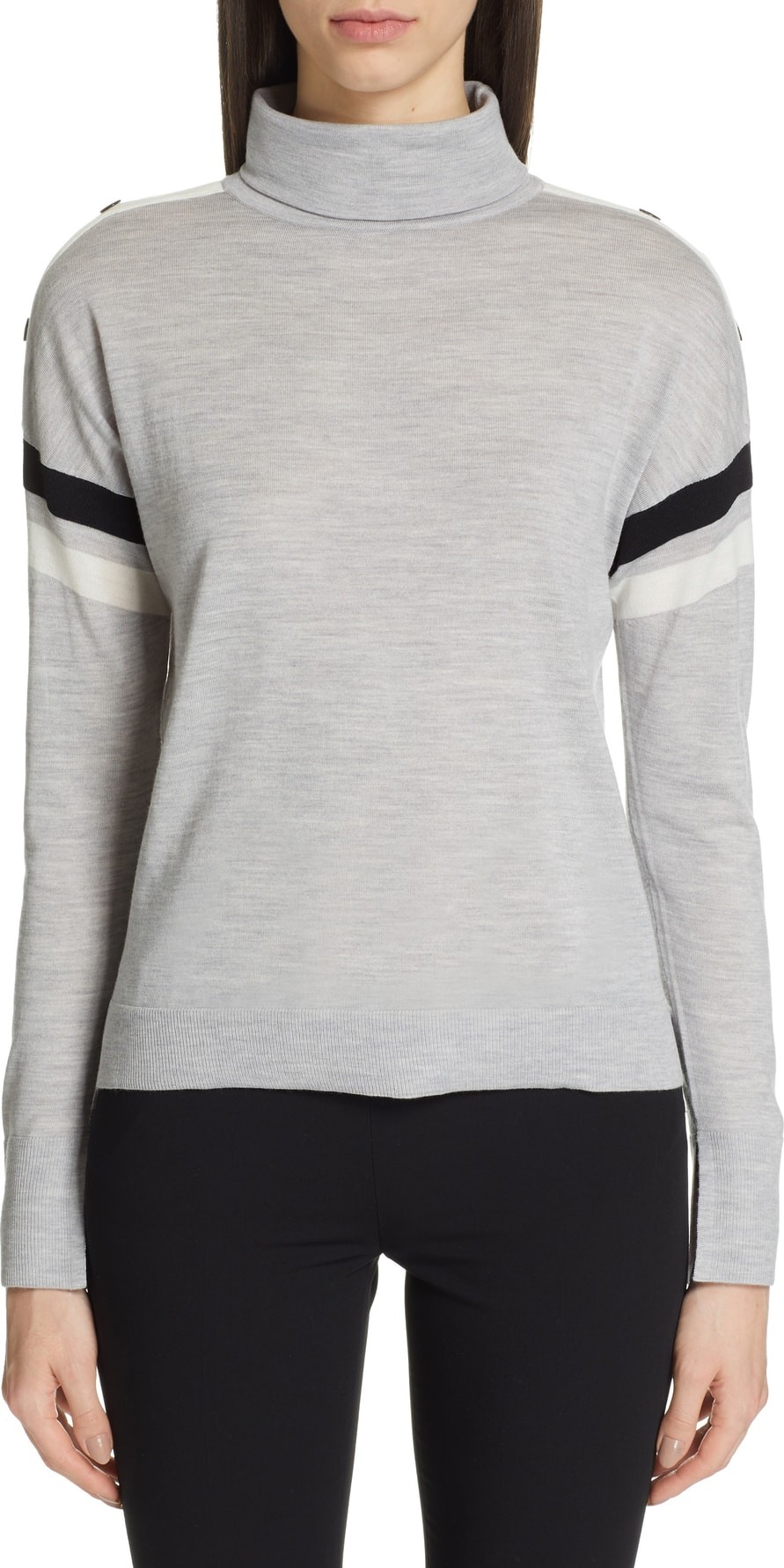 Akris Punto Shoulder Snap Merino Wool Sweater