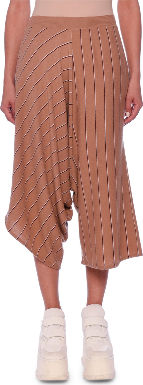 Stella McCartney Drop-Rise Pinstripe Wool Wide-Leg Pants