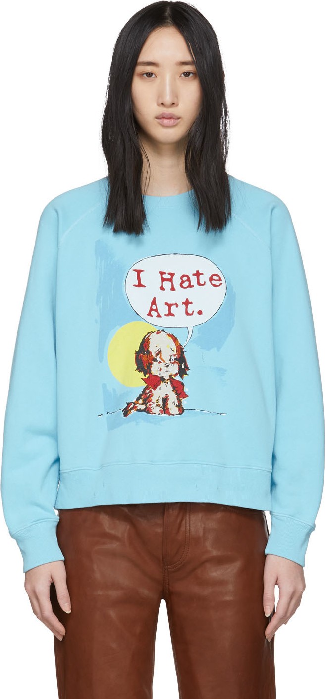 MARC JACOBS Blue Magda Archer Edition 'I Hate Art' Sweatshirt
