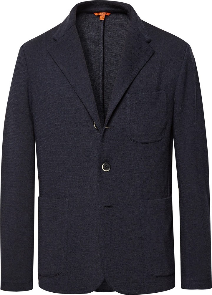 Barena Midnight-Blue Mesola Slim-Fit Unstructured Knitted Blazer