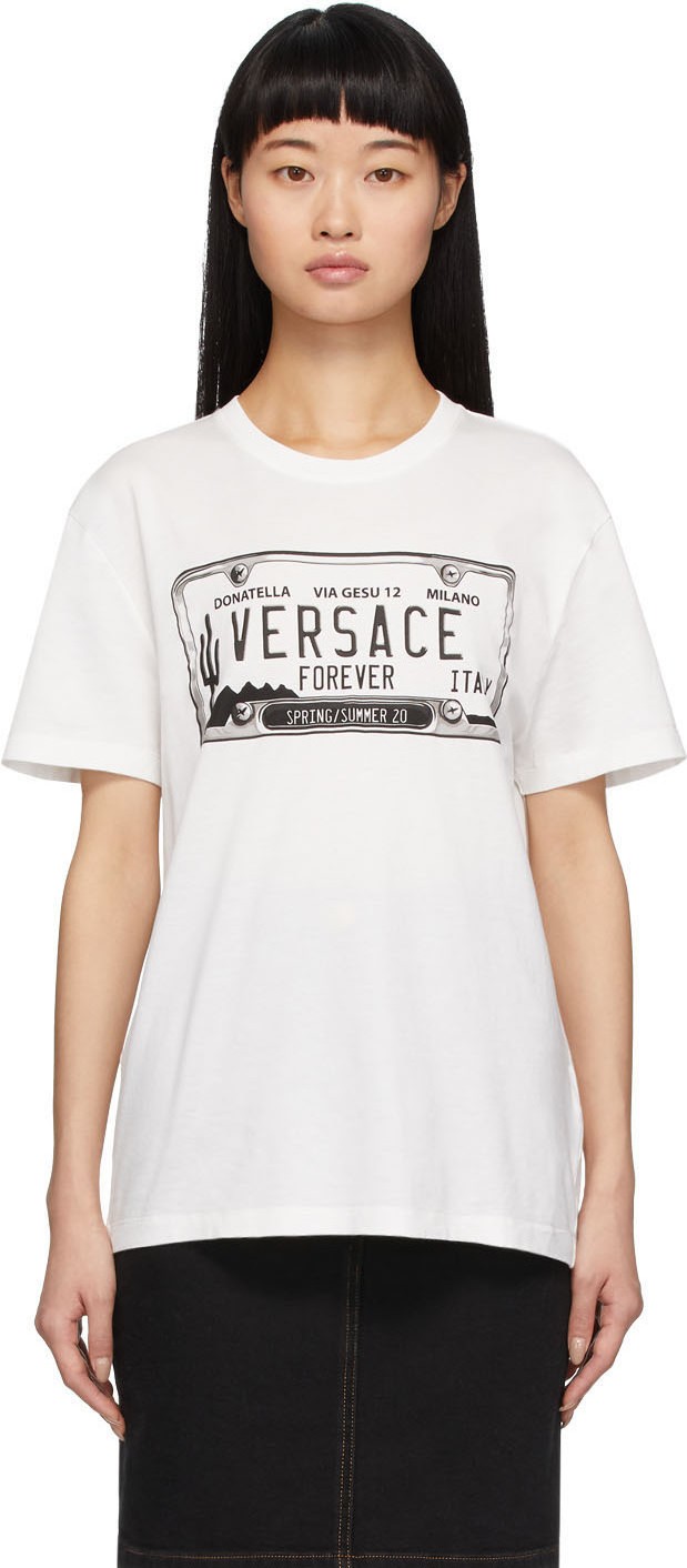 Versace White License Plate T-Shirt