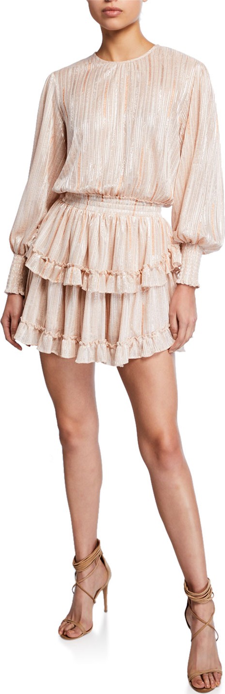 MISA Los Angeles Katia Long-Sleeve Ruffle Short Dress