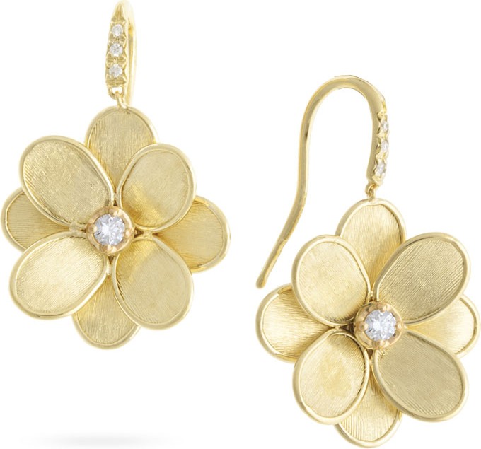 Marco Bicego Petali 18k Flower Drop Earrings w/ Diamonds