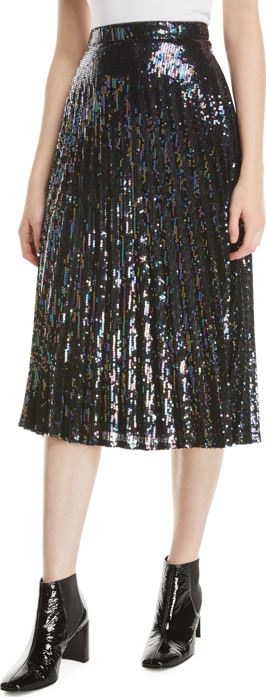 Parker Citrine Sequined High-Waist Midi Skirt
