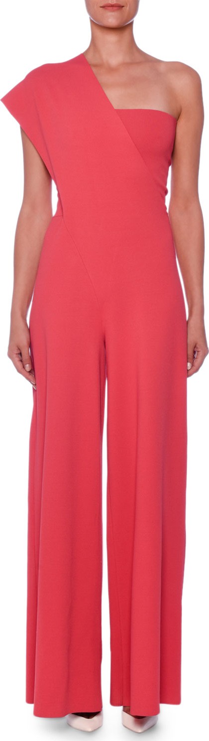 Stella McCartney One-Shoulder Wide-Leg Knit Jumpsuit
