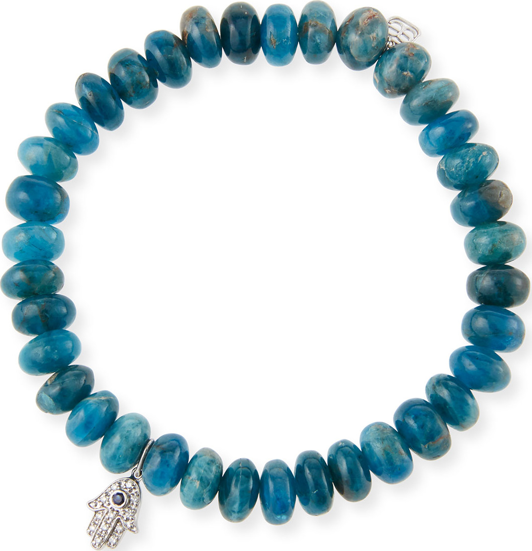 Sydney Evan 14k Apatite Bead & Hamsa Bracelet
