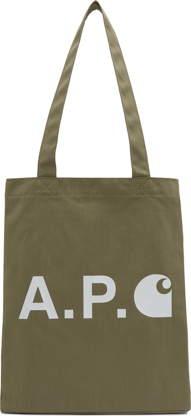 A.P.C. Khaki Carhartt WIP Edition Logo Tote