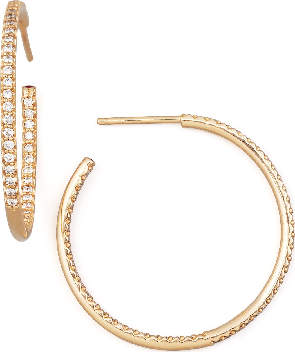 Roberto Coin 30mm Rose Gold Diamond Hoop Earrings, 0.98ct
