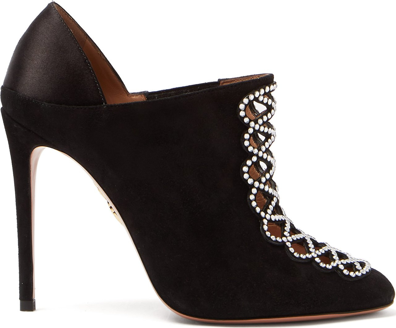 Aquazzura Amour 105 suede and satin booties