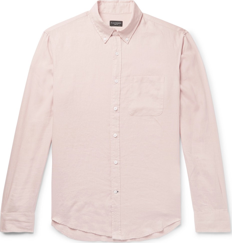 Club Monaco Slim-Fit Button-Down Collar Slub Linen Shirt